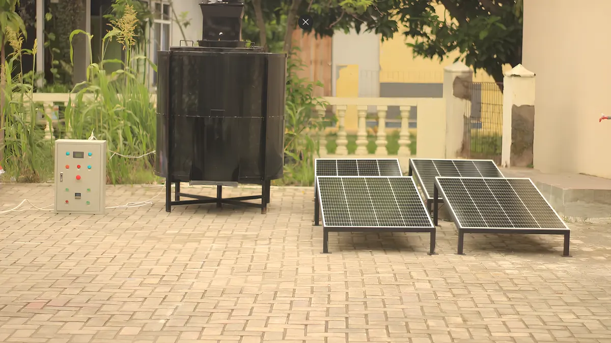 The Padiku rice-drying equipment in its local setting.